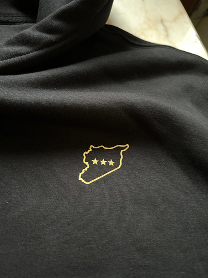 Free Syria Hoodie Black Gold | سوريا الحرة
